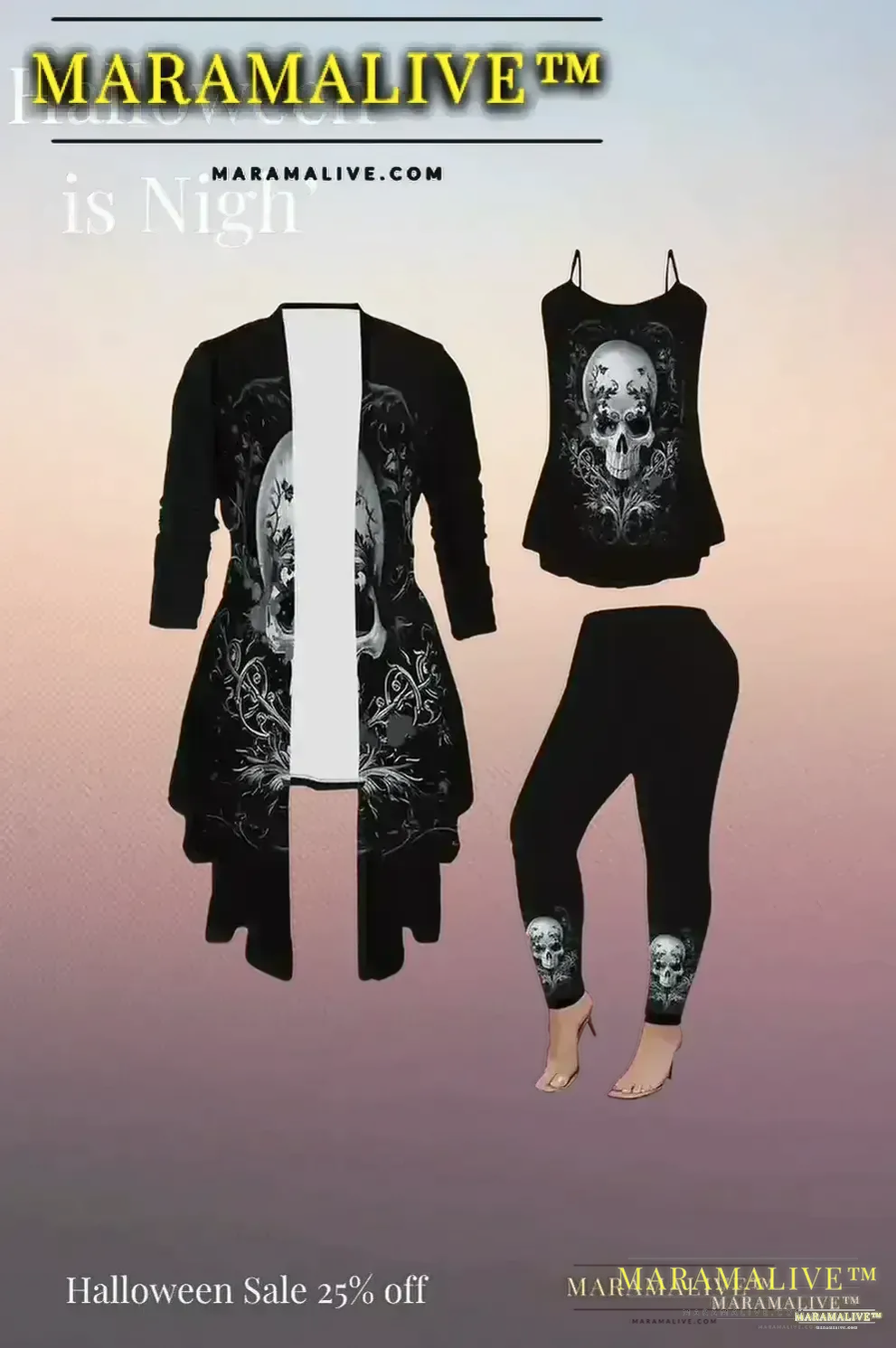 3-piece3-piece Gothic Skull Print Women's 3-Piece Set: Elegant Knit Top, Cardigan, and Pants - All-Season Polyester Gothic Skull Print Women's 3-Piece Set: Elegant Middle Eastern Style Knit Top, Cardigan, and Pants - All-Season Polyester