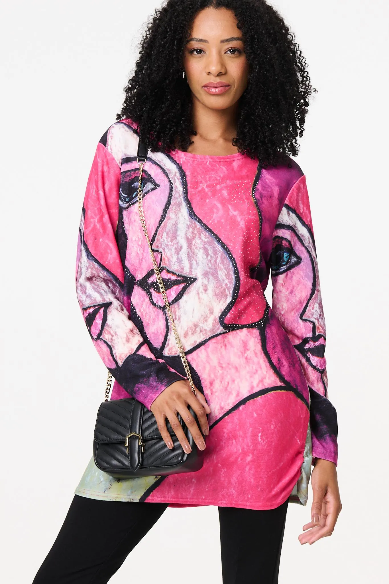 Abstract Sequin Detail Tunic Top