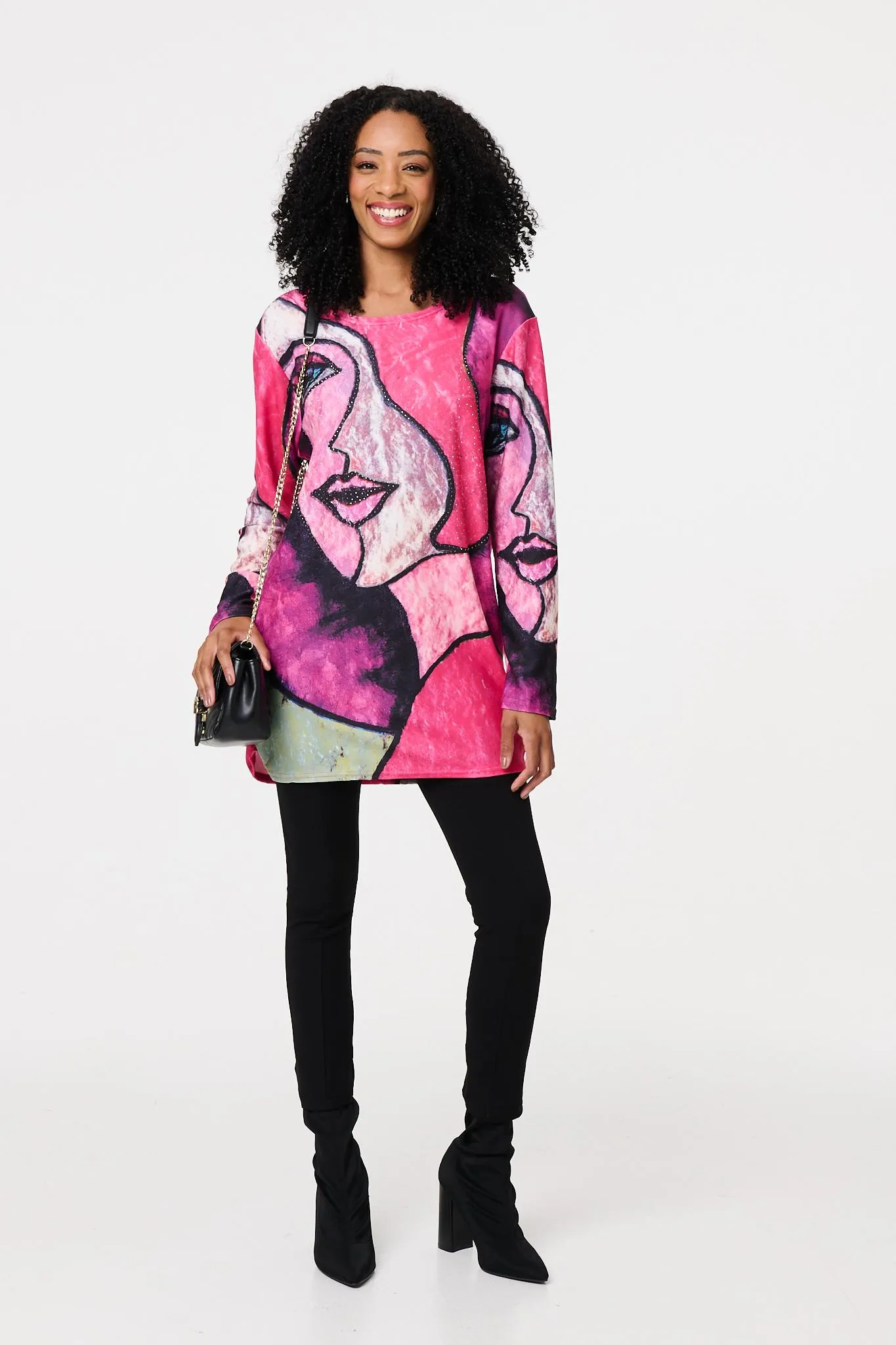 Abstract Sequin Detail Tunic Top