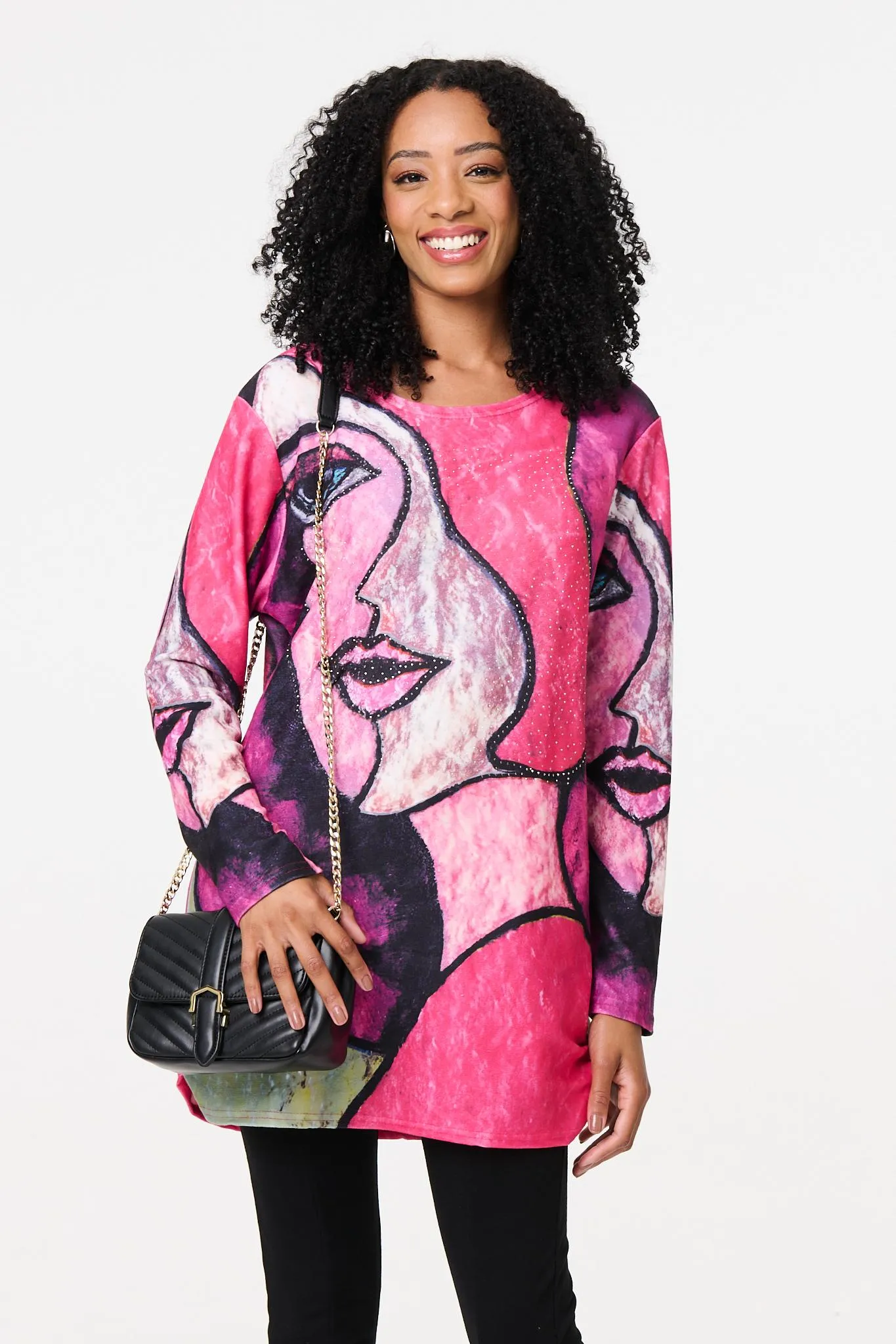 Abstract Sequin Detail Tunic Top