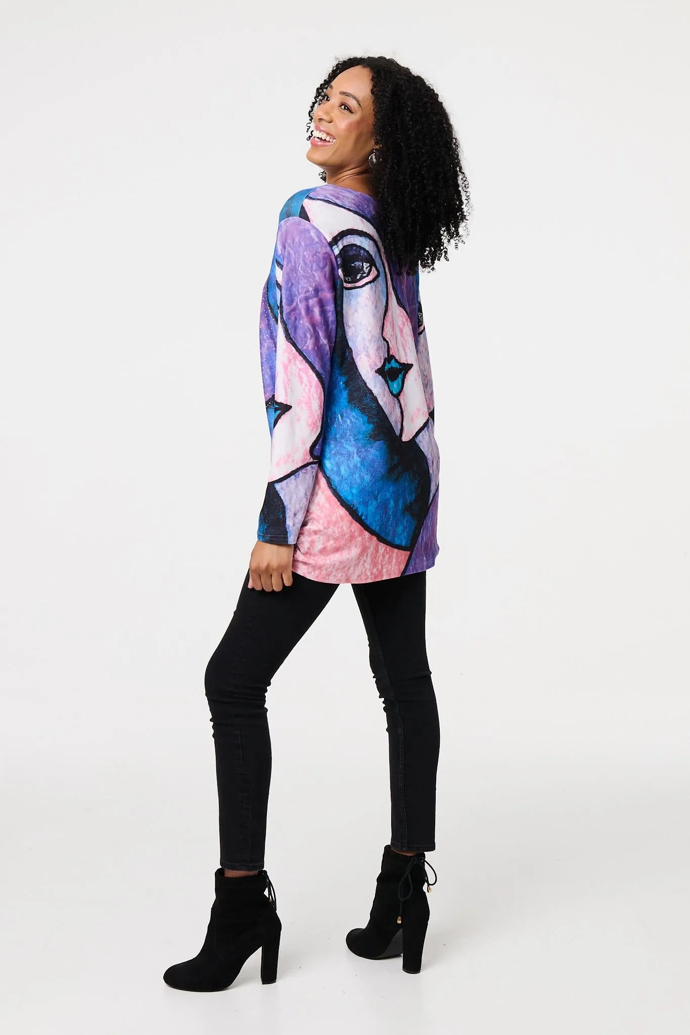 Abstract Sequin Detail Tunic Top