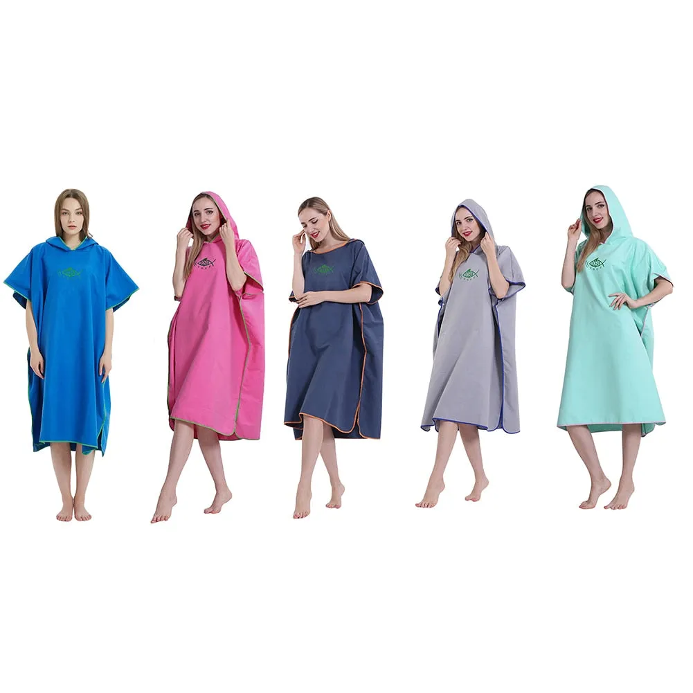 Adult Microfiber Water Absorb Quick Dry Hooded Wetsuit Changing Robe Poncho Swim Beach Surf Diving Swimming Bath Towels Cloaks