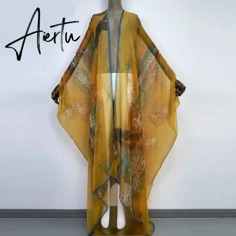 Aiertu Kimono Popular transparent Summer Beach Robe Kaftan Clothes Women Free Size Open Bohemian Quality Dry Holiday Coat