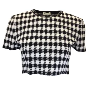 Alaia Black / White Cropped Check Knit Top