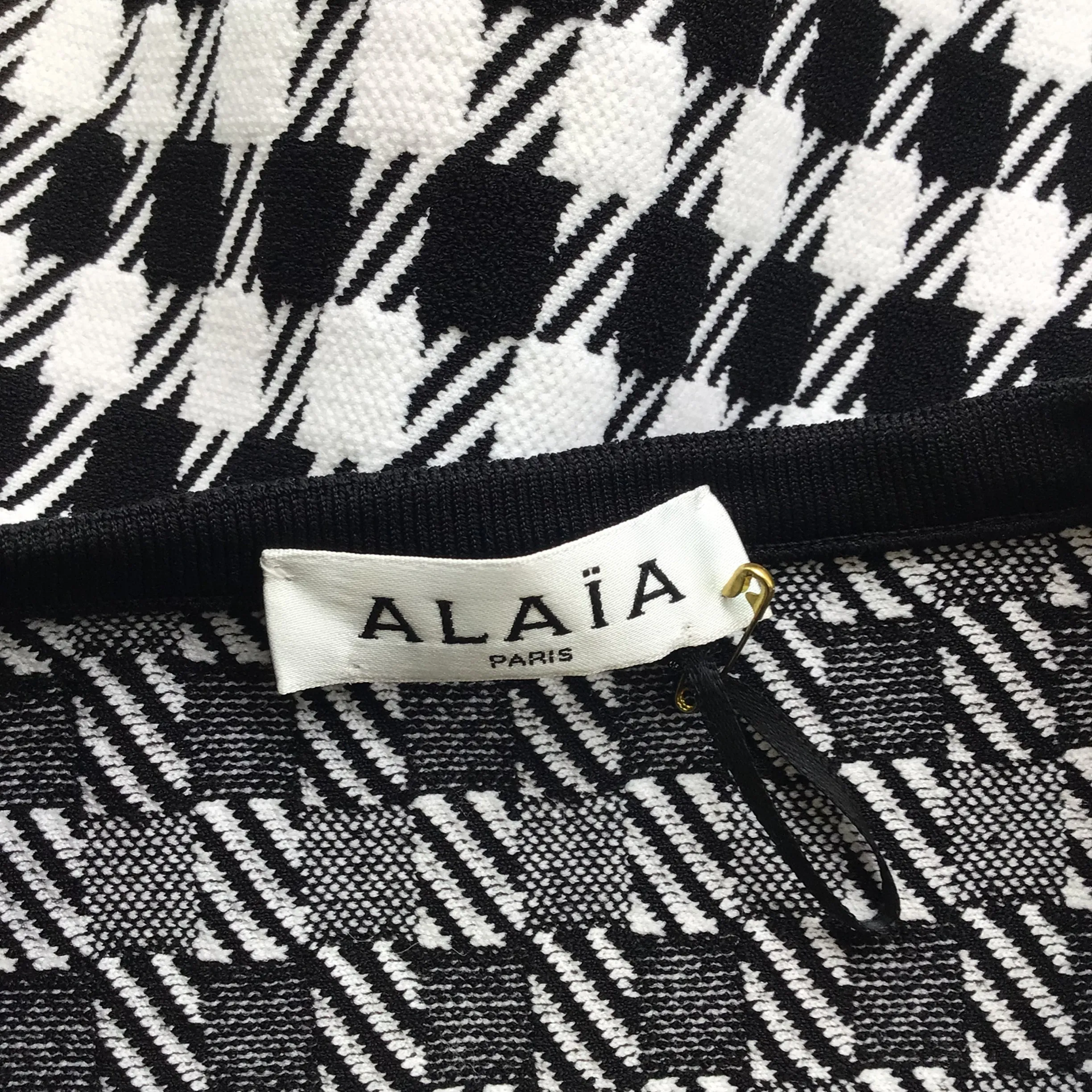 Alaia Black / White Cropped Check Knit Top