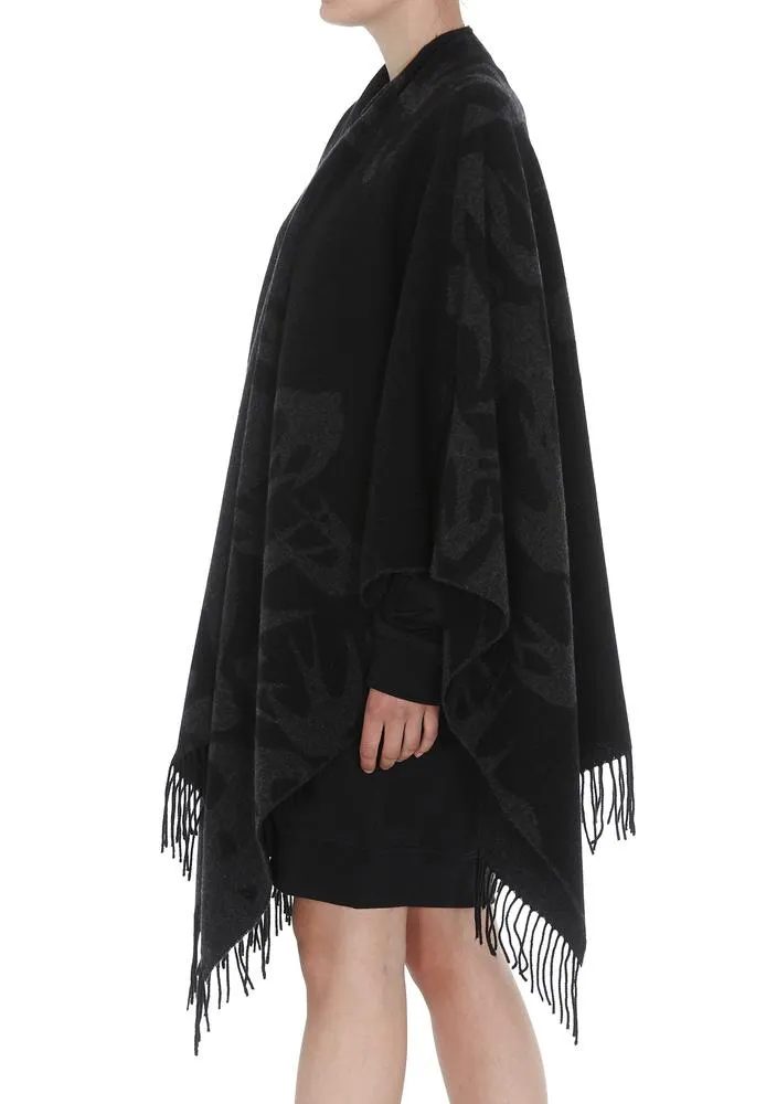 Alexander McQueen Swallow Print Fringed Poncho