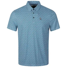 All Over Heritage Geo Print Golf Polo Mediterranian - AW23