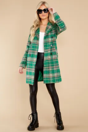 Always A Possibility Green Plaid Coat