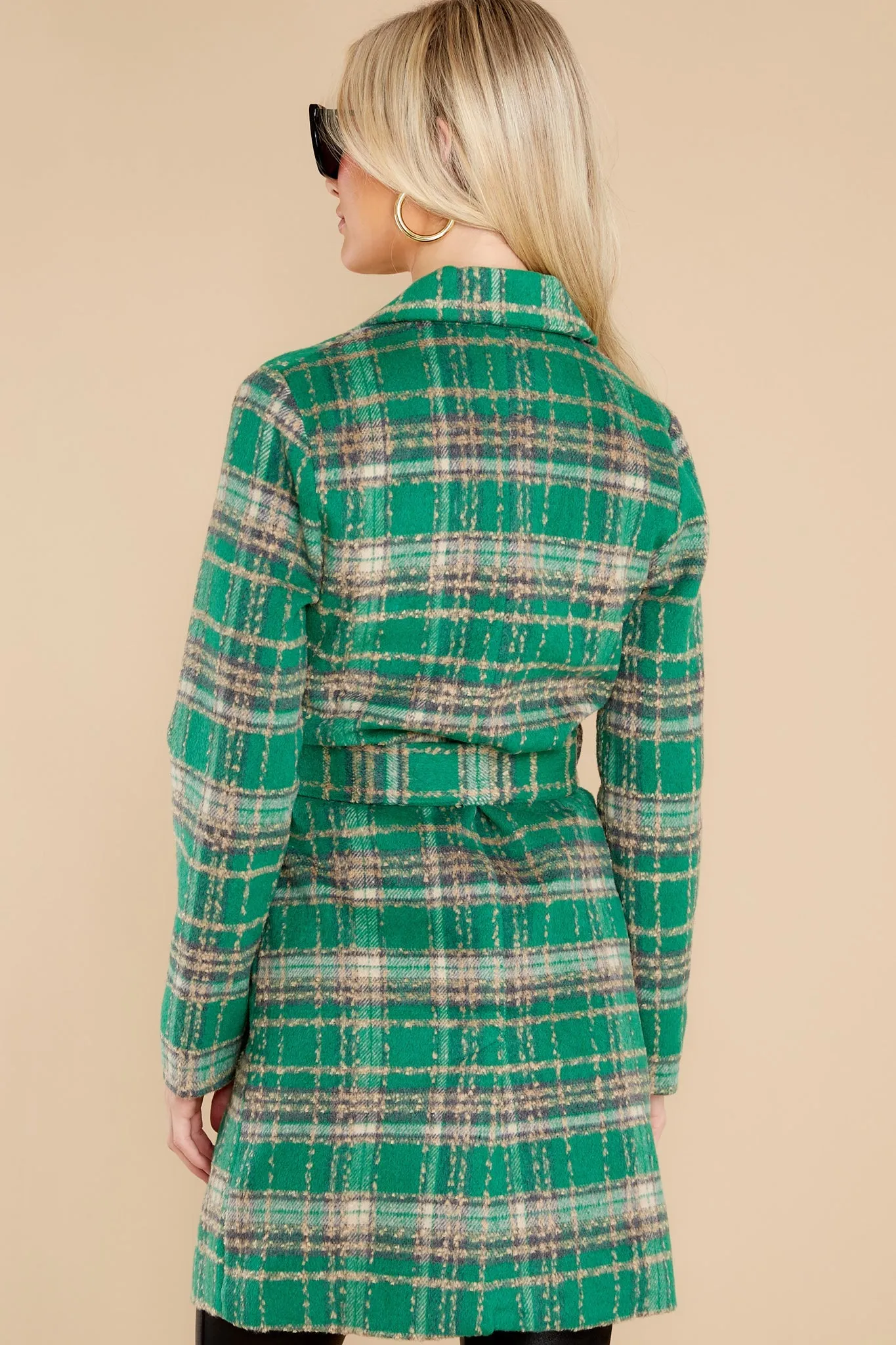 Always A Possibility Green Plaid Coat