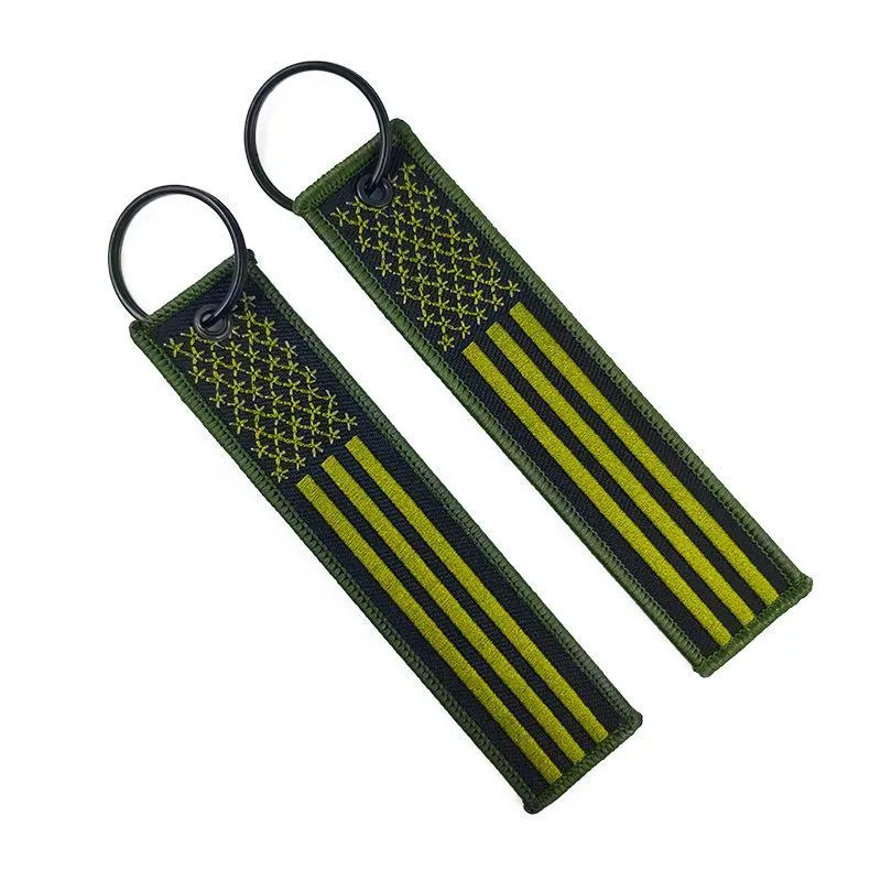 American flag embroidered key chain pendant