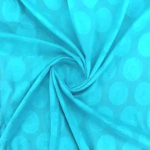 Aqua Blue Solid Jacquard Cotton Fabric, Plain Weave 48 Inches