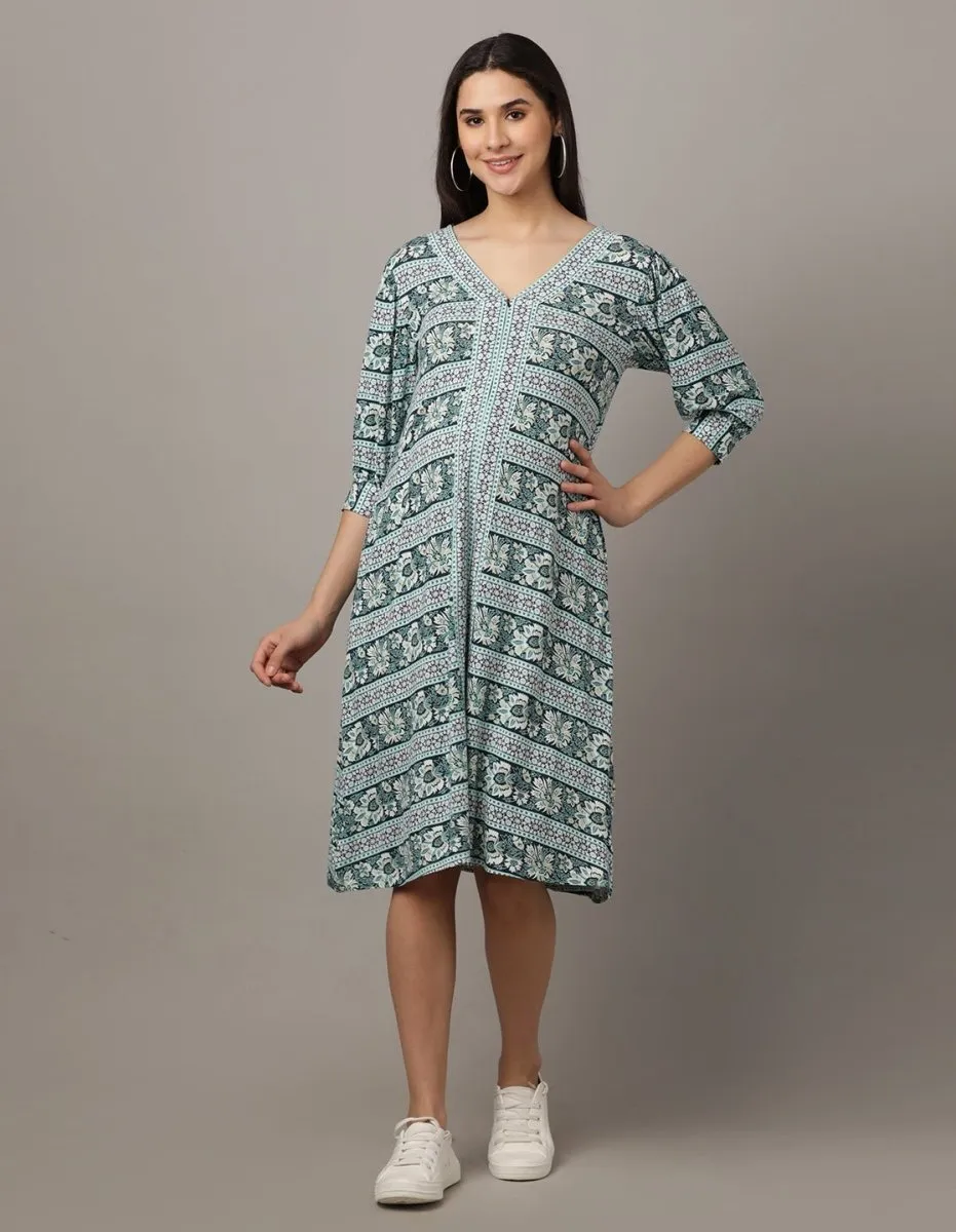 Azure Petals Maternity and Nursing Dress