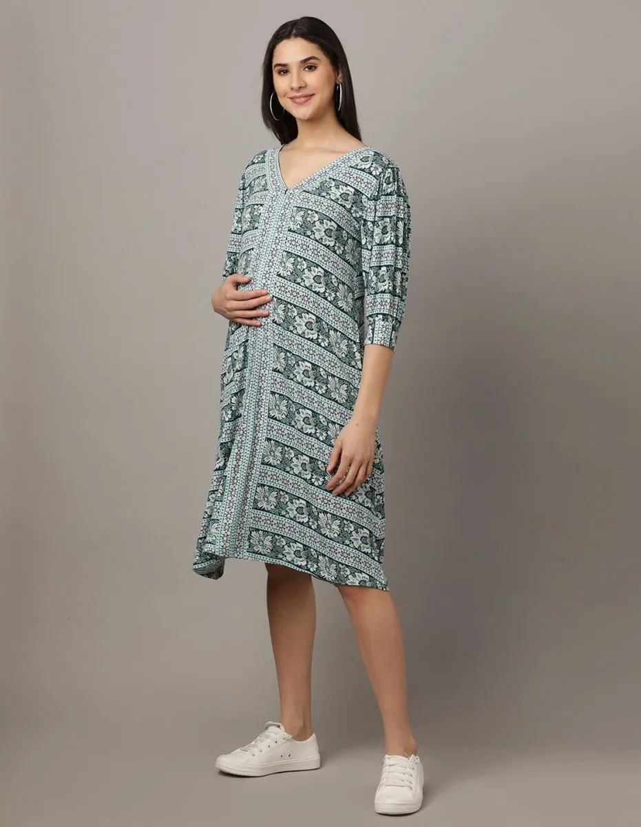 Azure Petals Maternity and Nursing Dress