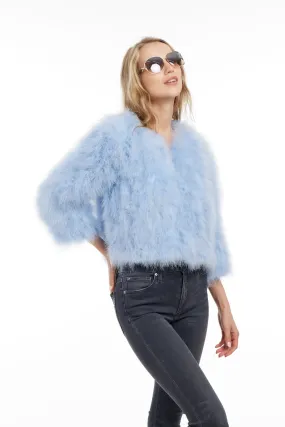 Baby Blue Bianca Feather Coat