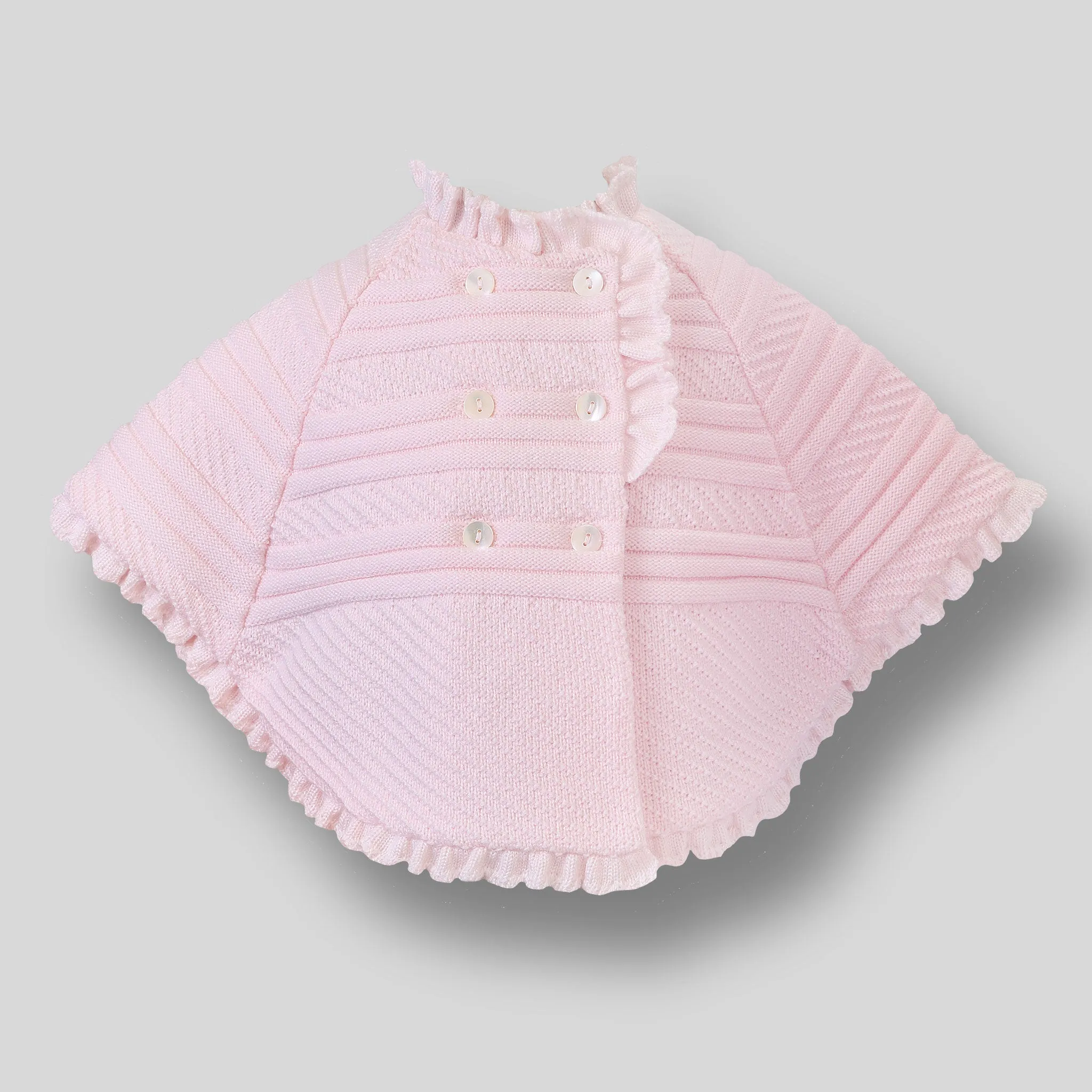 Baby Girl Knitted Poncho - Pink - Sarah Louise 008152