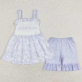 Baby Girls Clothes Daddy's Girl Straps Tunic Top Summer Ruffle Shorts Sets GSSO1069