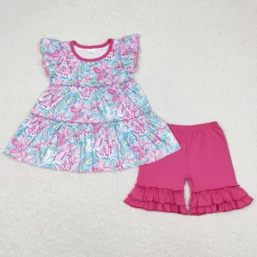 Baby Girls Clothes Flowers Tunic Tops Shorts Summer Sets GSSO0618