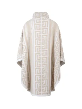 Balmain Monogram Pattern Roll-Neck Poncho