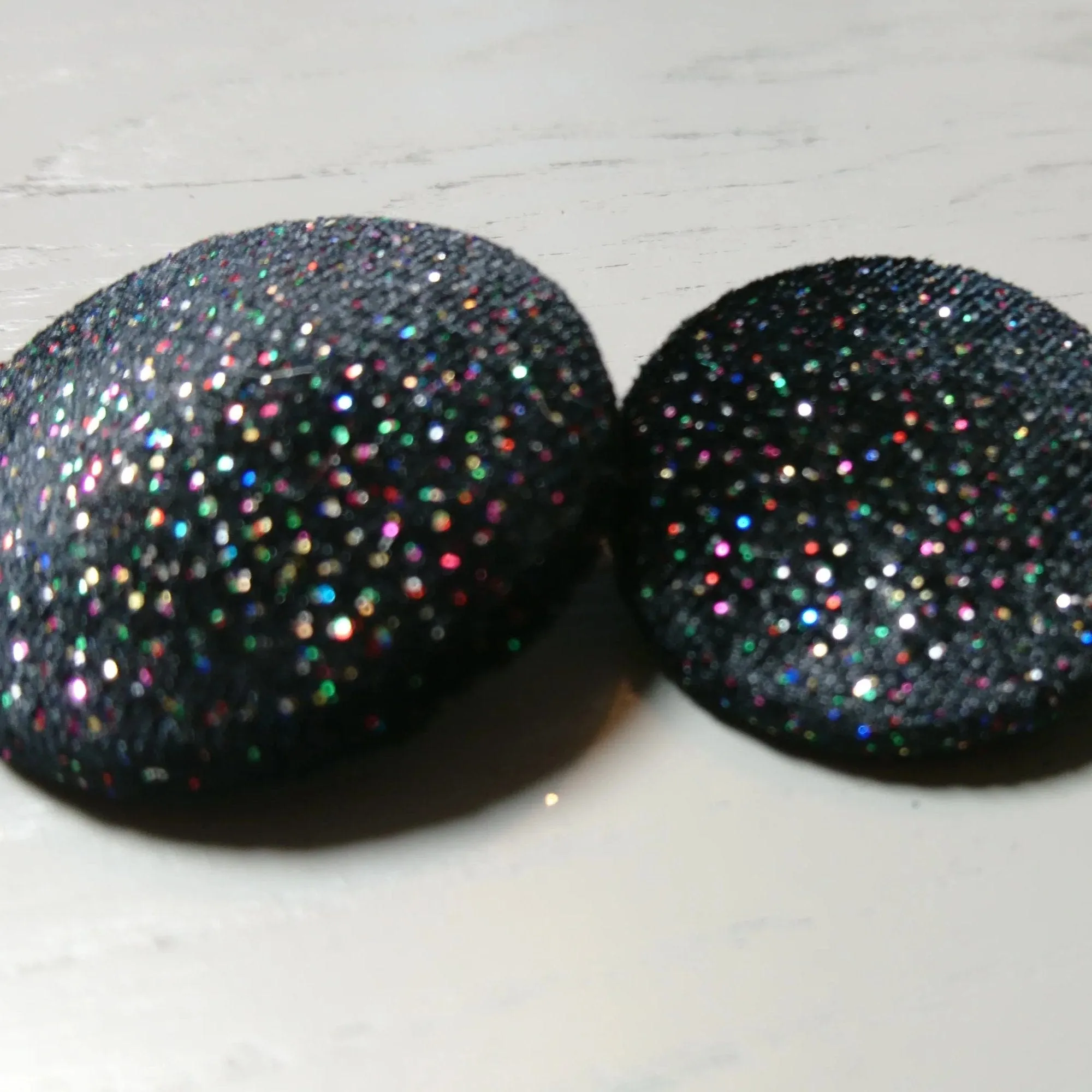 Black Sparkly Velvet Buttons - Choice of Sizes