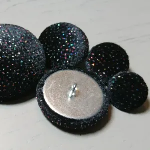 Black Sparkly Velvet Buttons - Choice of Sizes