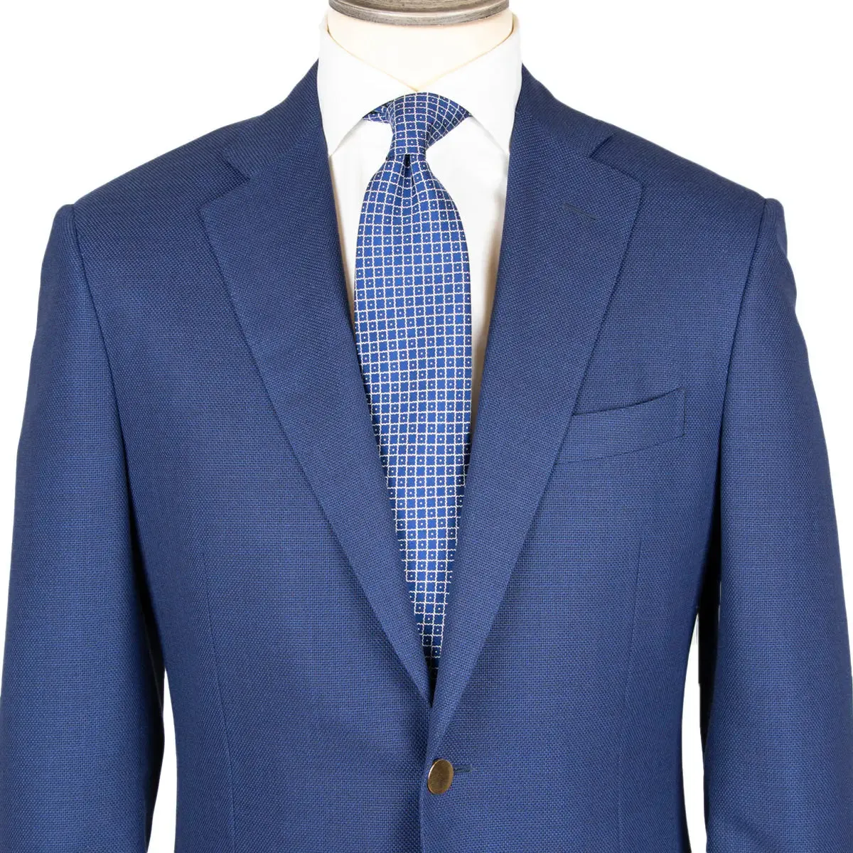 Blue Basket Weave Organic Wool Blazer