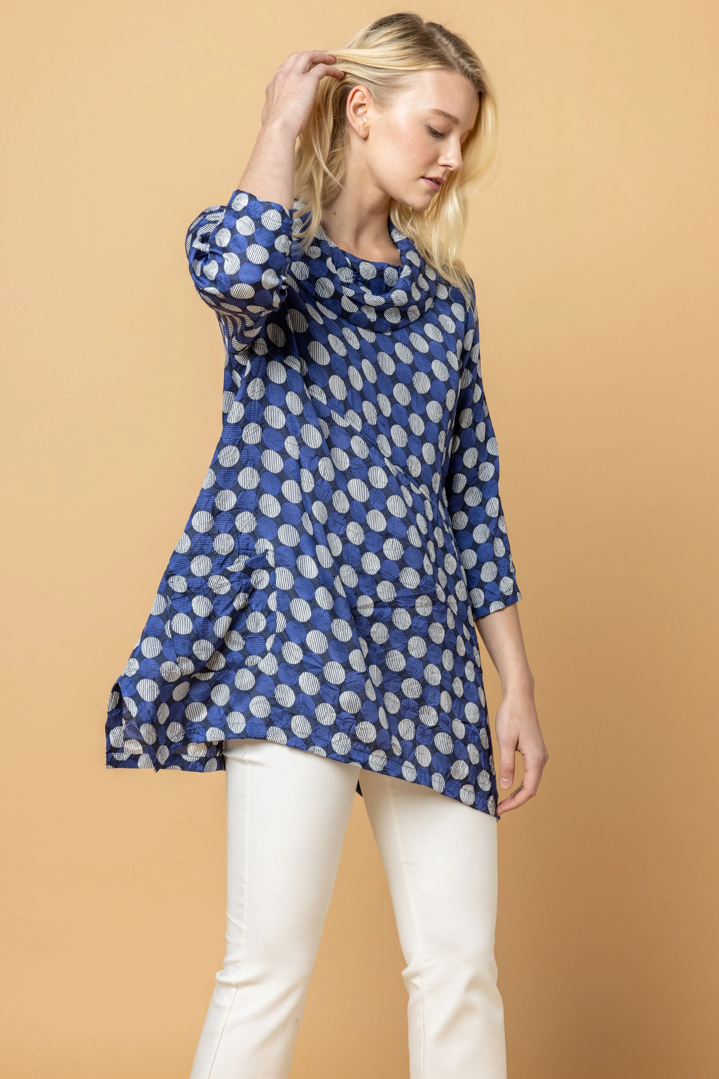 Blue Dot Cowl Tunic