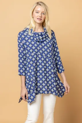 Blue Dot Cowl Tunic