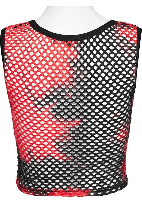 Blythe Fishnet [Black/Red] | CROPPED TANK TOP*