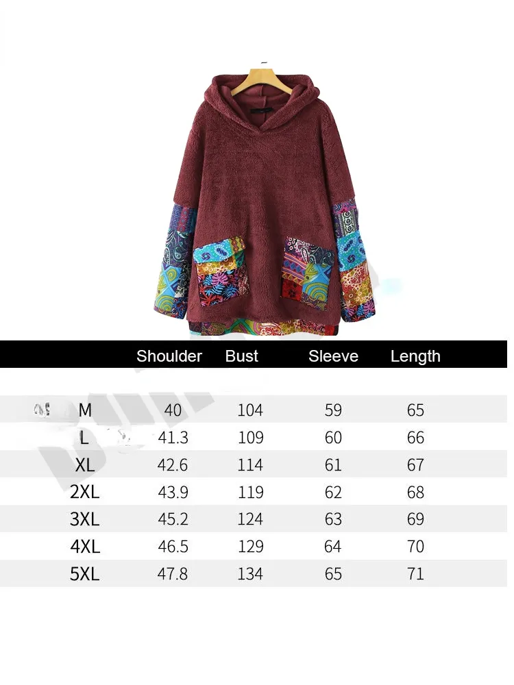 Boho Chic Hoodies for Women Oversized Top Sweatshirt Winter Warm Fleece Oodies Fuzzy Hooded Pullover Bohemian Hippie Jumper Coat