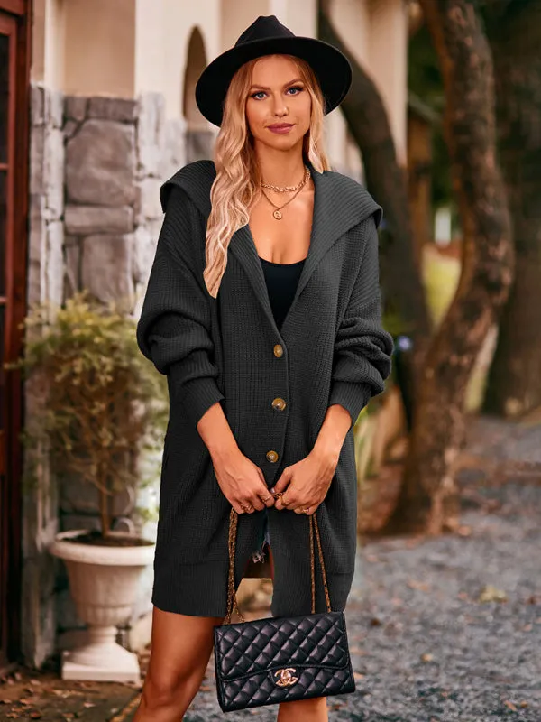 Boho Women's Solid Color Pocket Long Cardigan Sweater Coat