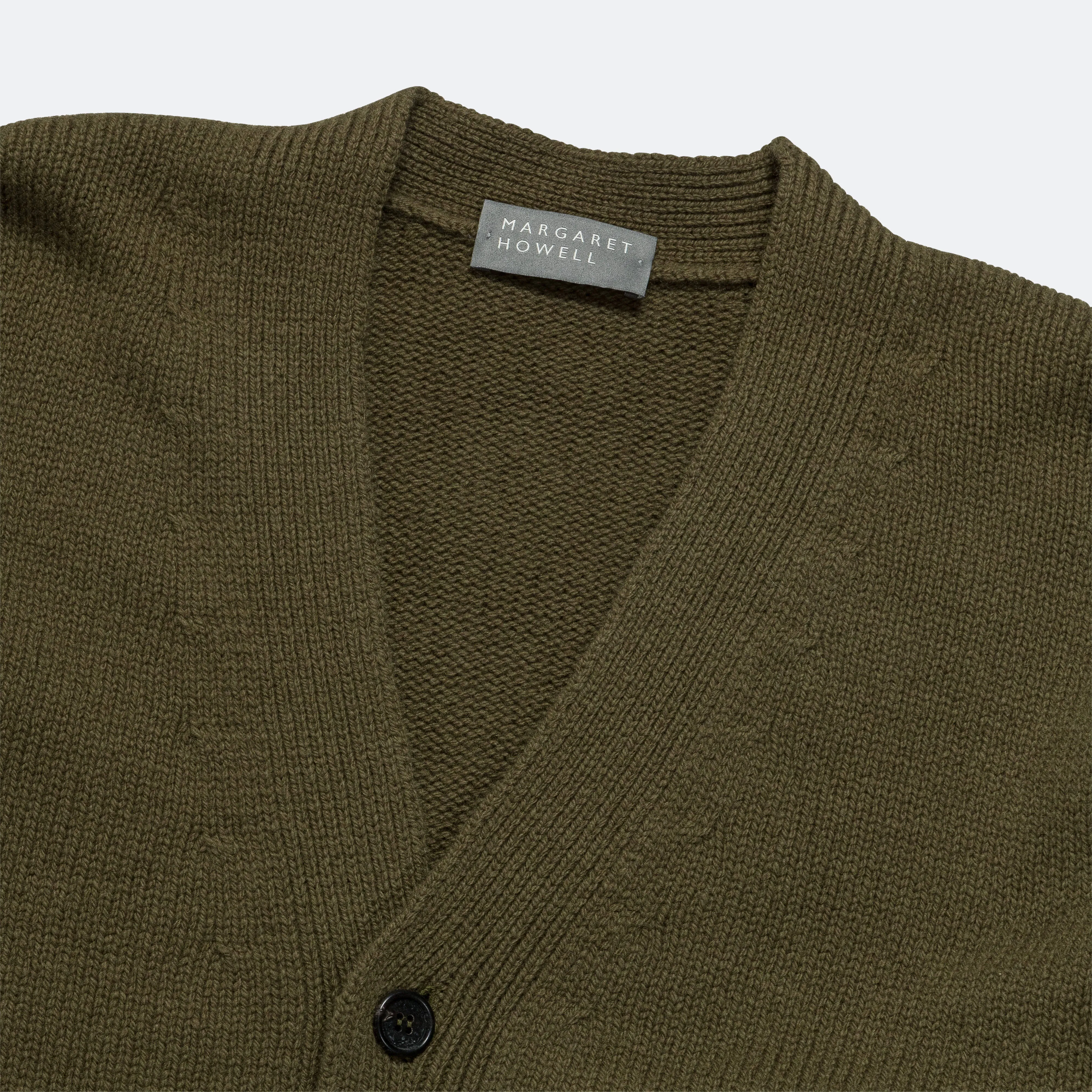 Boxy Cardigan - Olive Green Geelong Wool