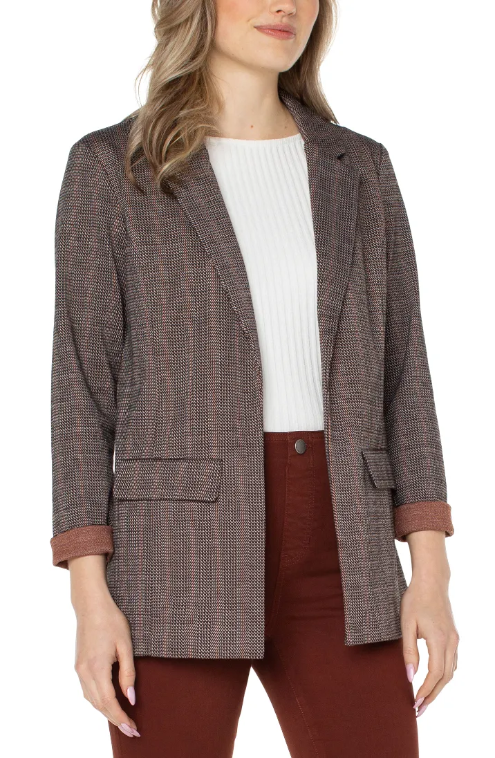 Boyfriend Blazer - Brick Jacquard