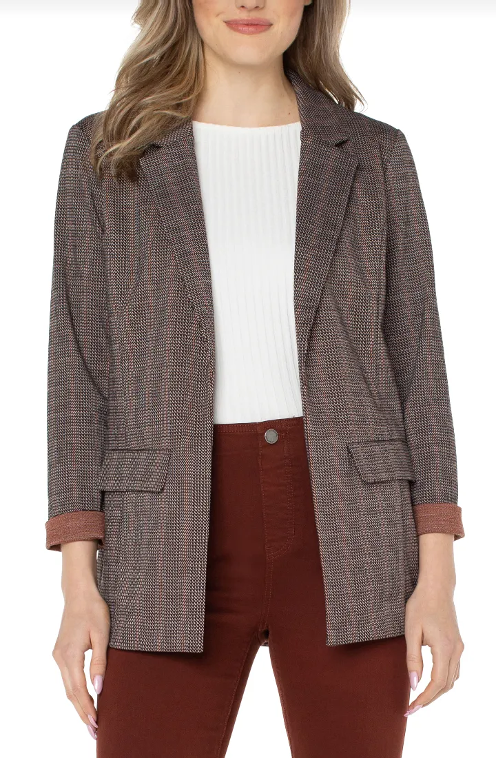 Boyfriend Blazer - Brick Jacquard