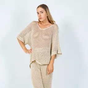 Breezy oversized open-knit poncho wholesale