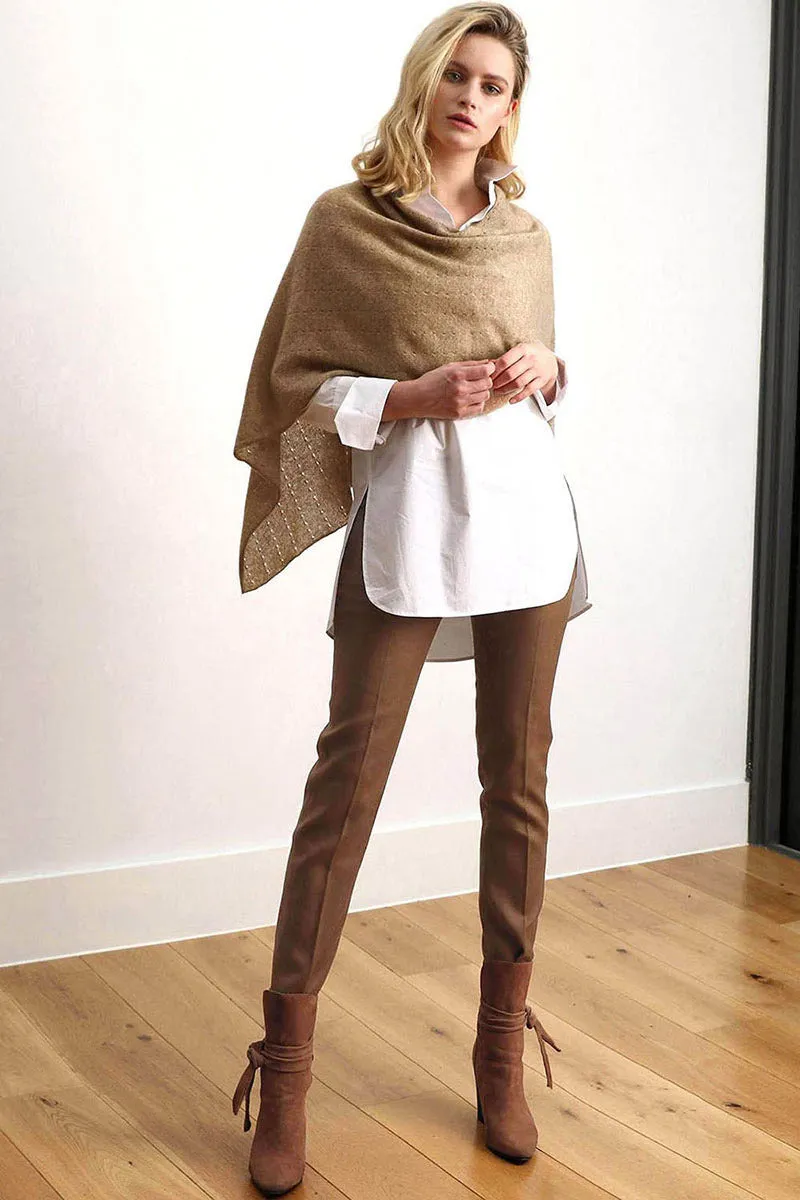 Camel cashmere poncho Multiway