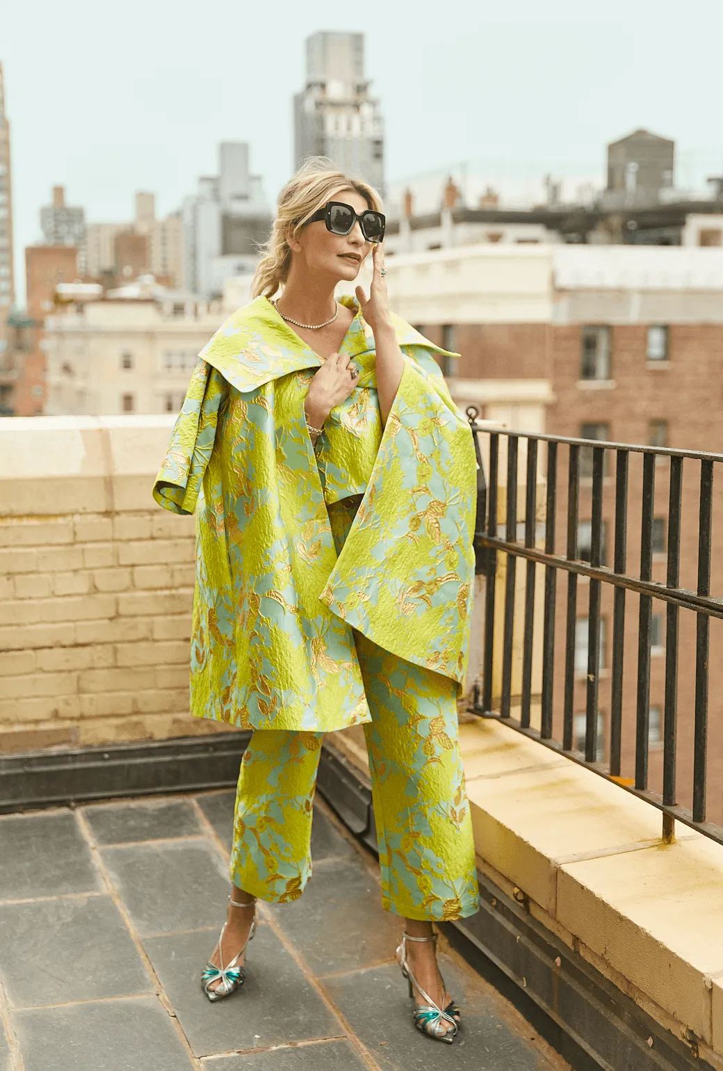 Car Coat - Chartreuse Brocade