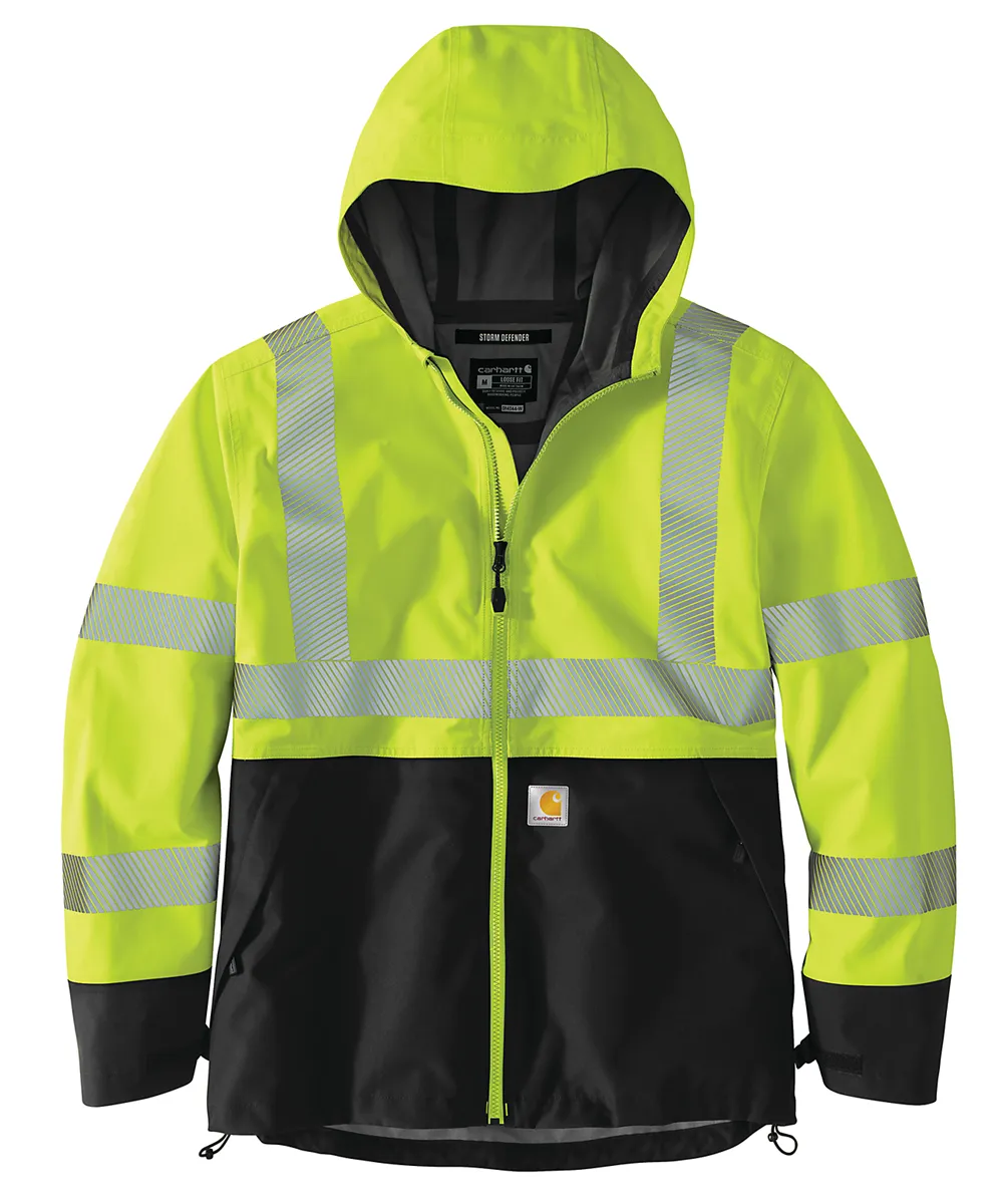 Carhartt Men's Hi-Vis Class 3 Rain Defender Jacket - Brite Lime