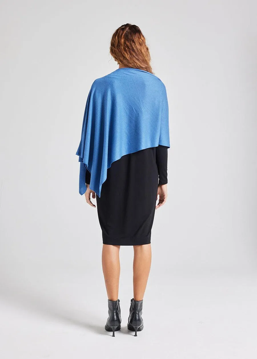 Carrie Cashmere/Bamboo Poncho - Ocean Blue