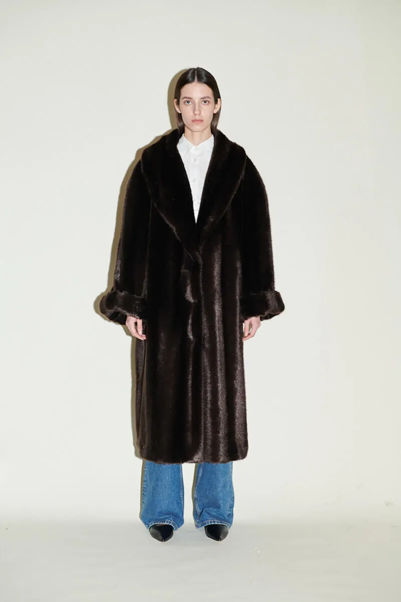 Castello Chocolate Faux Mink Coat