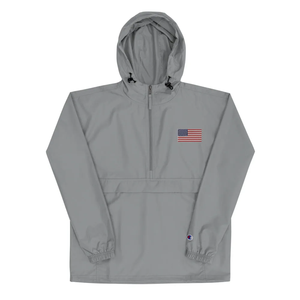 Champion Packable Jacket Embroidered American Flag