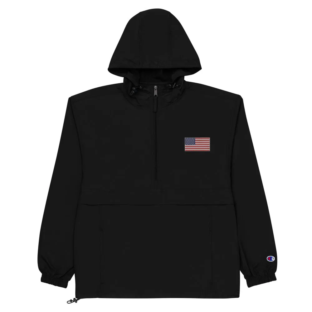 Champion Packable Jacket Embroidered American Flag