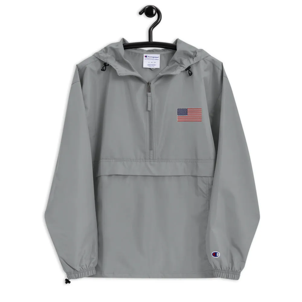 Champion Packable Jacket Embroidered American Flag