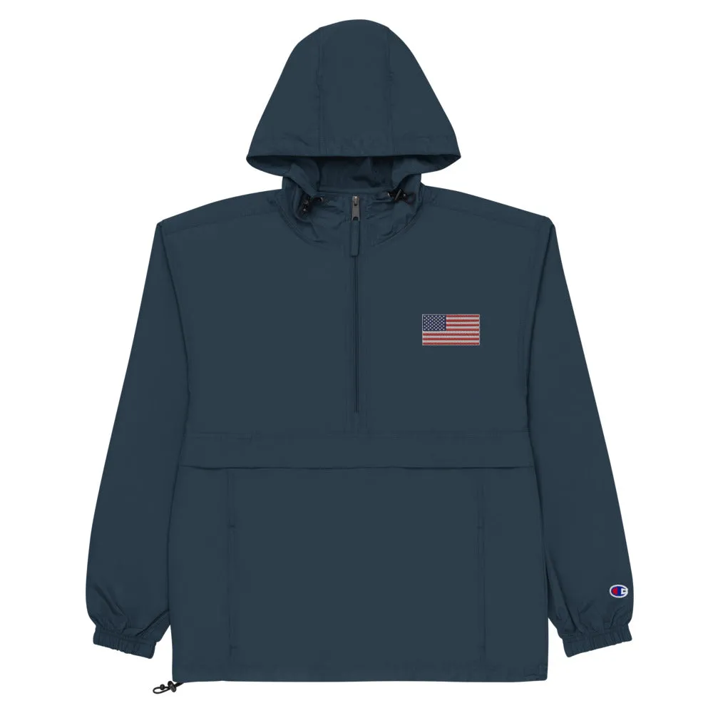 Champion Packable Jacket Embroidered American Flag