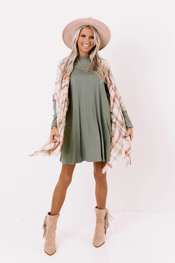 Chic Checklist Plaid Poncho In Ivory