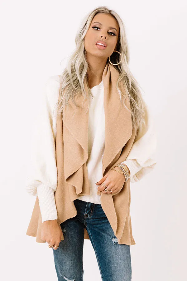 Chic In The Moment Poncho In Iced Latte