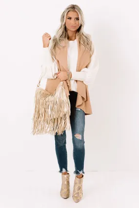 Chic In The Moment Poncho In Iced Latte