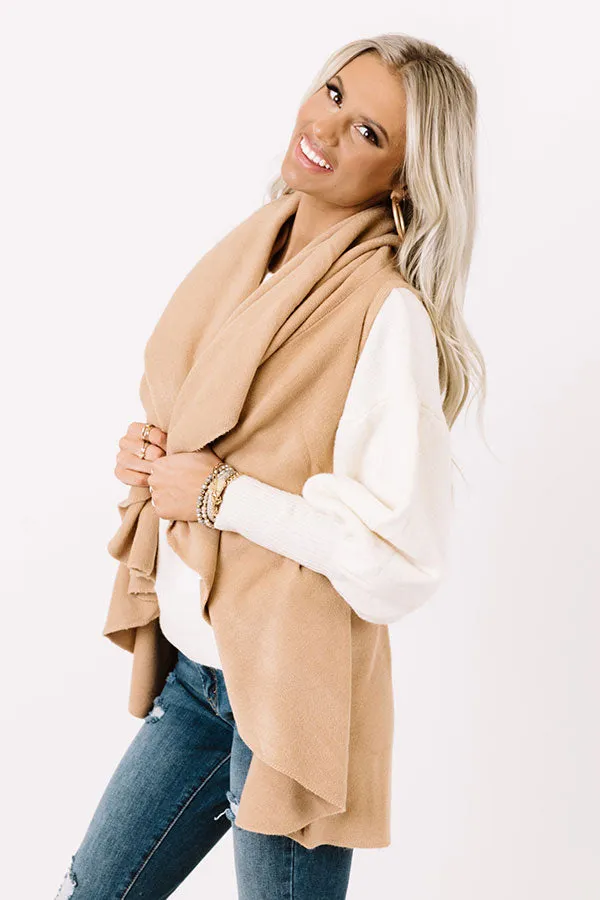 Chic In The Moment Poncho In Iced Latte