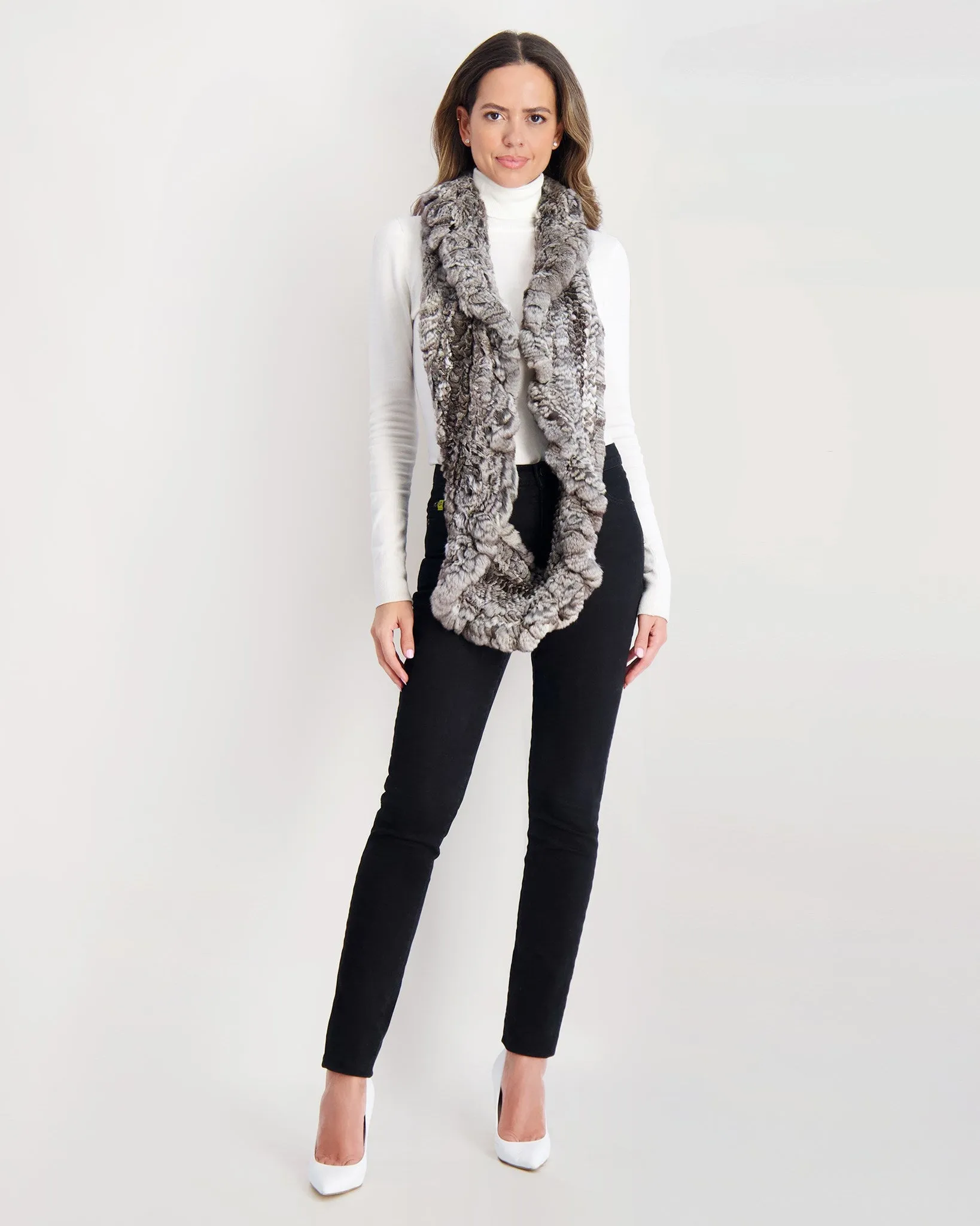 Chinchilla Knit Infinity Ruffle Scarf