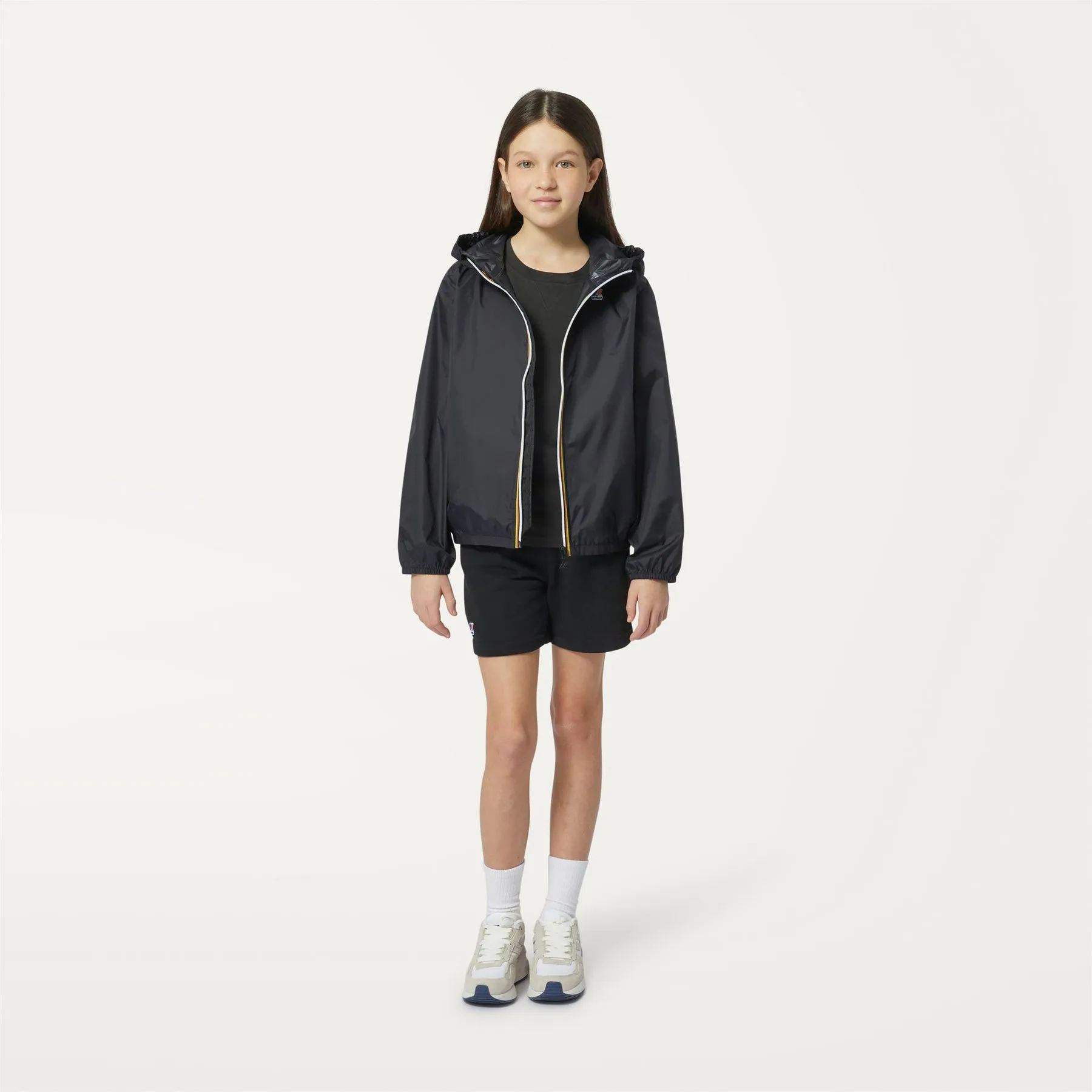 Claude - Kids Packable Full Zip Waterproof Rain Jacket in Black Pure