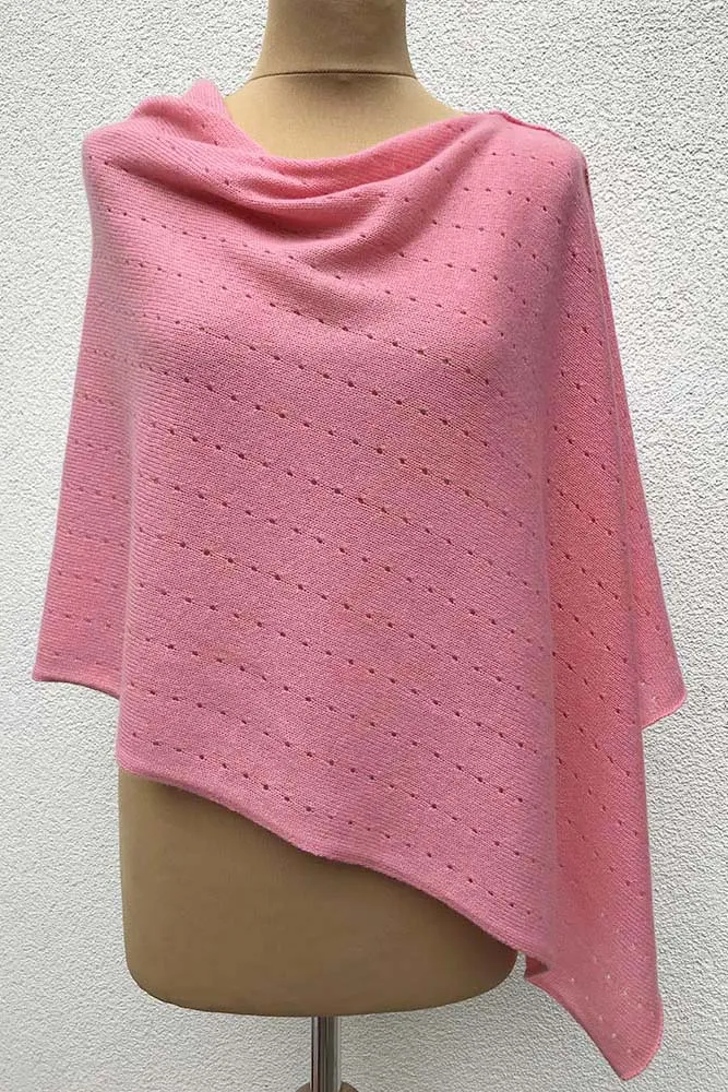 Coral pink cashmere poncho Multiway